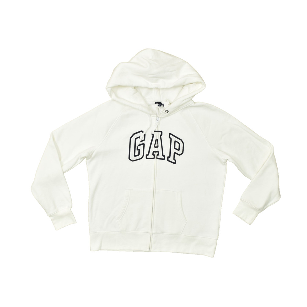 Gap Hoodie Womens XL White Full Zip Logo Fleece Sweatshirt Long Sleeve